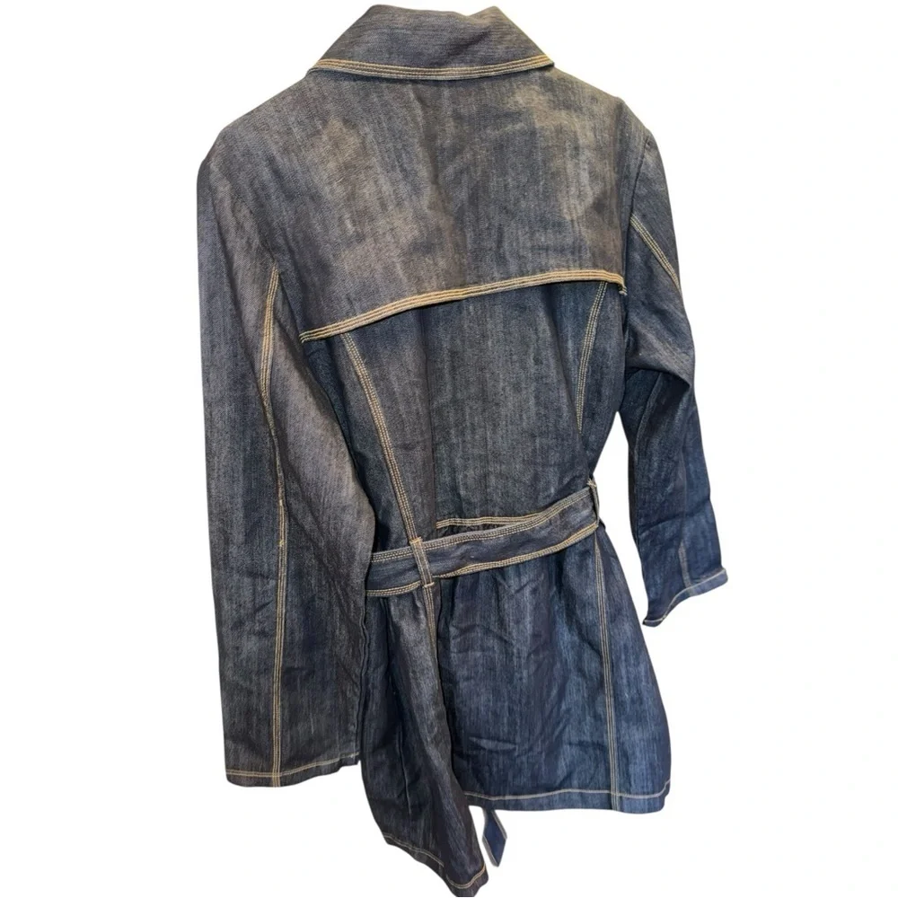 Baccini Denim Tie Waist Trench Coat XL - Picture 13 of 15